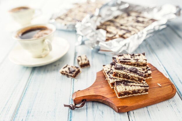 Un gâteau gaufré au caramel chocolat et noix Grilaz traditionnel slovaque et tchèque