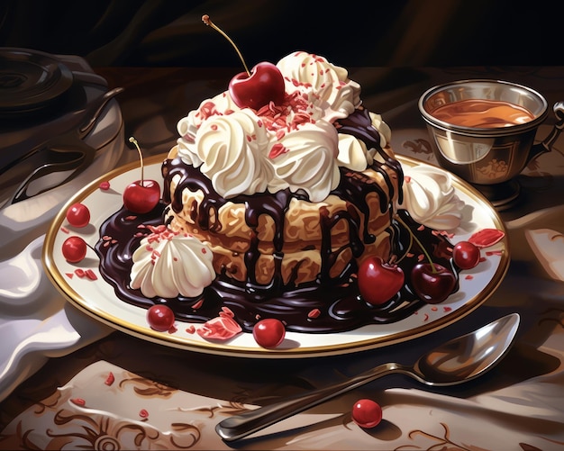 Un gâteau avec un glaçage blanc et des fruits rouges sur le dessus