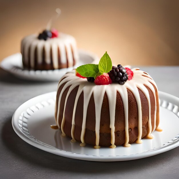 Gâteau goutte à goutte au chocolat avec un gâteau blanc garni de baies