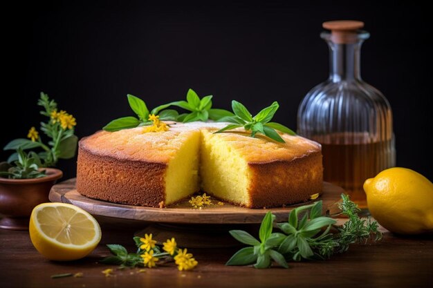 Gâteau à l'huile d'olive au thym et au citron