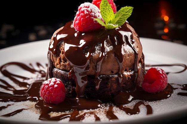 Un gâteau de lave au chocolat décadent