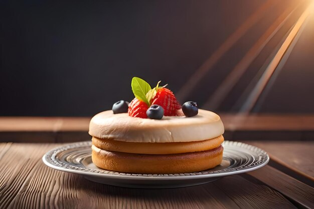 Un gâteau avec une lumière derrière