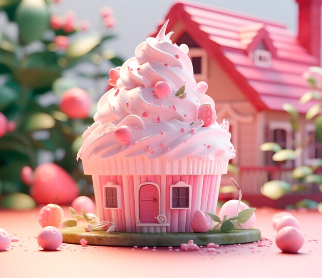 Photo le gâteau de la maison rose