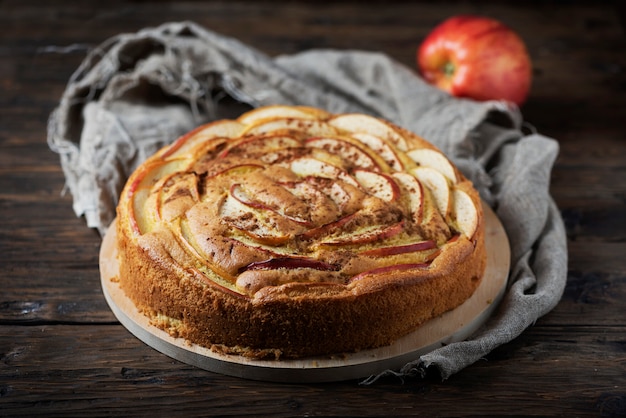 Gâteau maison rustique aux pommes et cannelle