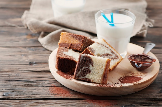 Gâteau marbré fait maison au lait