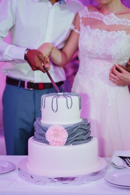 Gâteau de mariage au mariage des jeunes mariés