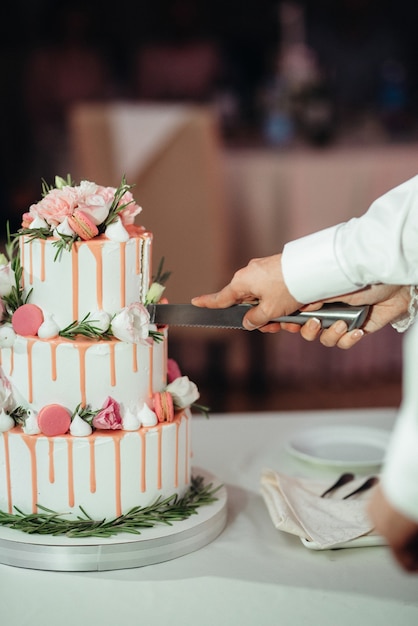 Gâteau de mariage au mariage des jeunes mariés