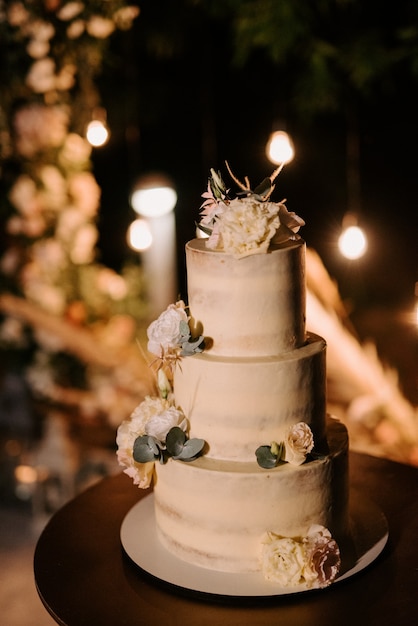Gâteau de mariage au mariage des jeunes mariés