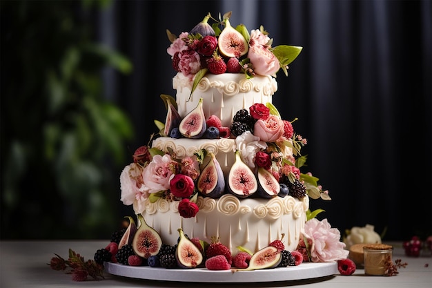 Gâteau de mariage aux figues différentes couches dessert luxueux