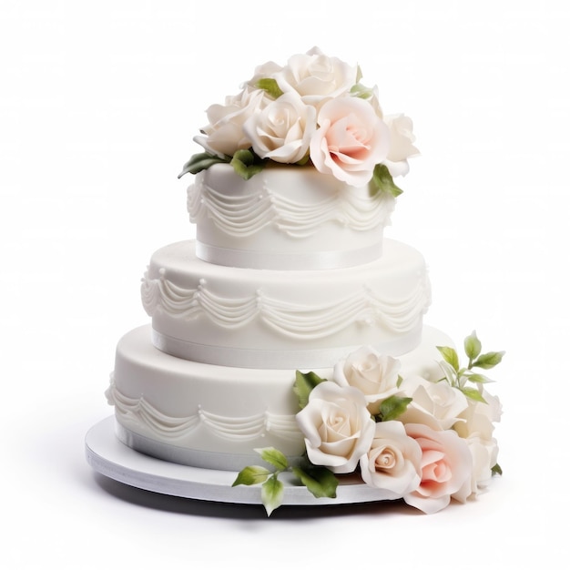 Photo gâteau de mariage blanc isolé