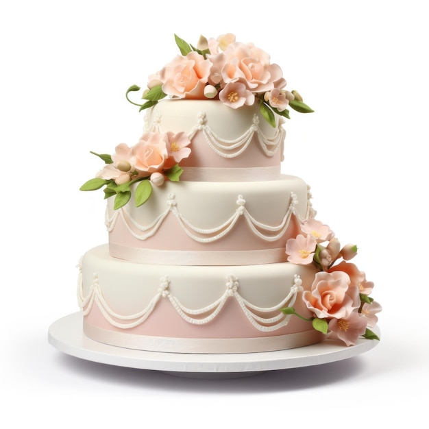 gâteau de mariage blanc isolé