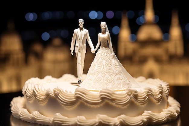 Photo gâteau de mariage détaillé avec dessus