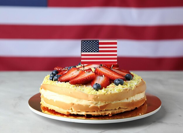 Photo gâteau de mariage avec drapeau