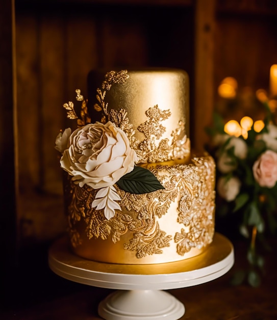 Gâteau de mariage de luxe design haut de gamme exclusif magnifiquement décoré gâteau