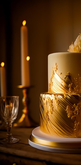 Gâteau de mariage de luxe design haut de gamme exclusif magnifiquement décoré gâteau professionnel à plusieurs niveaux comme dessert principal pour une célébration de mariage exquise Generative Ai