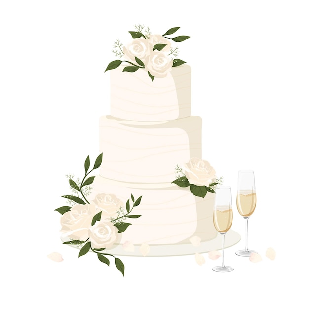 Un gâteau de mariage png floral sur un fond transparent