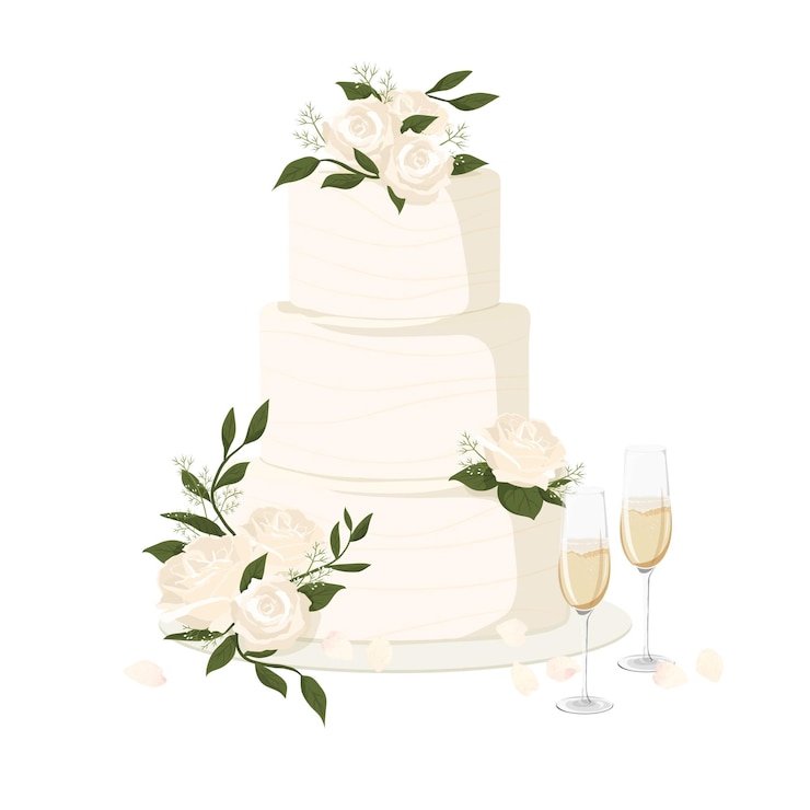 Photo un gâteau de mariage png floral sur un fond transparent