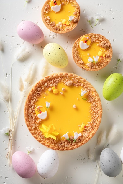 Gâteau mazurka maison avec crumble et fleurs