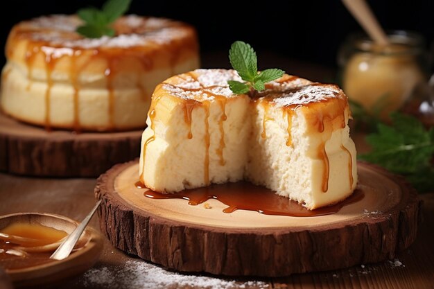 Photo le gâteau medovic sur une planche de bois