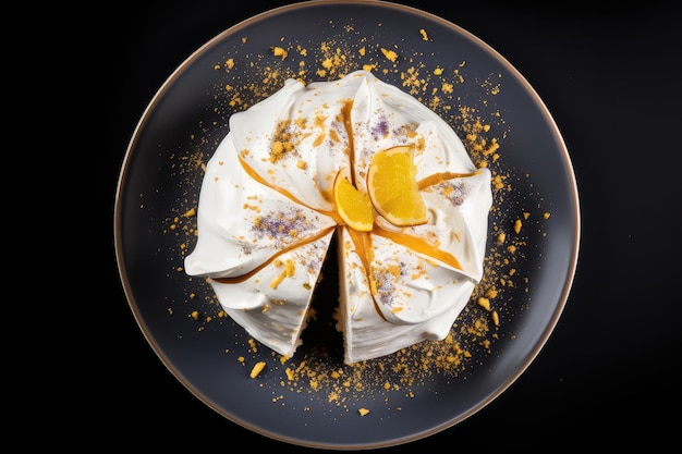 Gâteau de meringue Pavlova Dessert Fruit Berry White Meringue Cake Abstract Generative AI Illustration