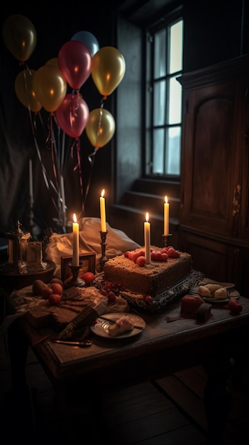 Un gâteau avec le mot " dessus " en bas à droite