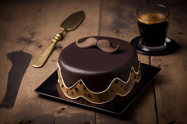 Gâteau avec moustache garni pour la célébration de la fête des pères AI générative