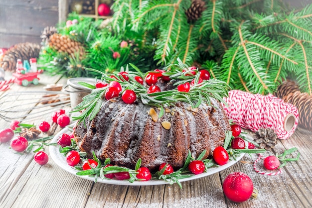 Gâteau de Noël au pain d'épice au chocolat noir