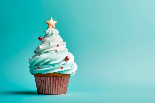 Un gâteau de Noël avec une décoration d'arbre de Noël