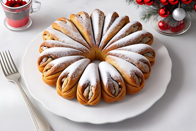 un gâteau de Noël avec une décoration de Noël dessus