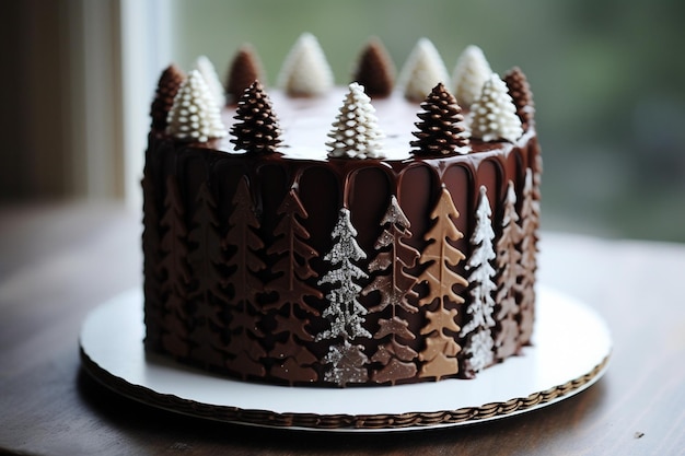 Un gâteau de Noël, un gâteau au chocolat.