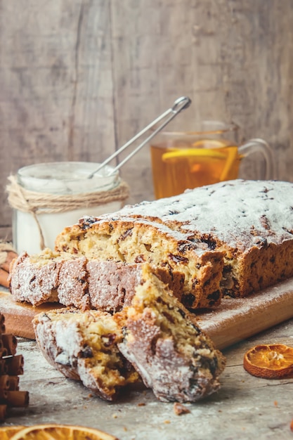 Gâteau de Noël. Mise au point sélective. Nourriture et boisson.