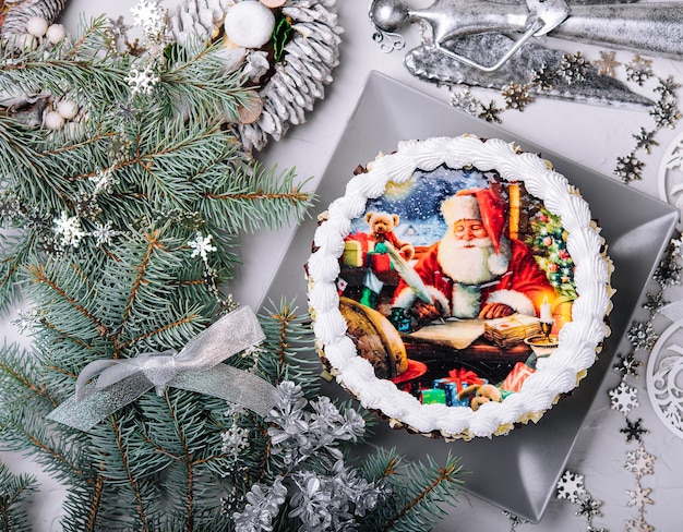 Gâteau de Noël père noël sur le gâteau