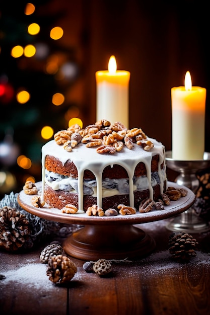 Un gâteau de Noël volé sur la table Alimentaire génératif