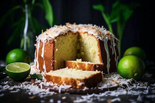 Un gâteau de noix de coco et de citron vert