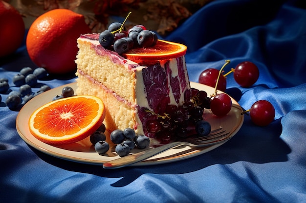 Photo un gâteau avec de l'orange et de la banane