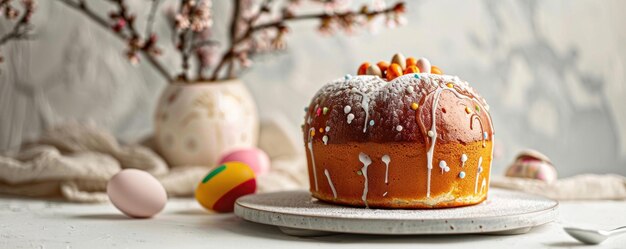 Gâteau de Pâques traditionnel russe sur un fond clair espace de copie Fête traditionnelle de Pâque