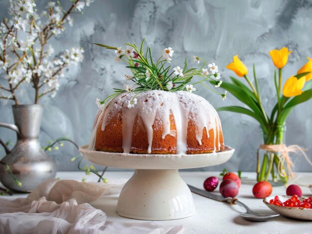 Gâteau de Pâques traditionnel russe sur un fond clair espace de copie Fête traditionnelle de Pâque