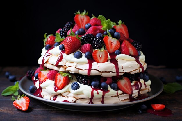 Gâteau Pavlova aux baies