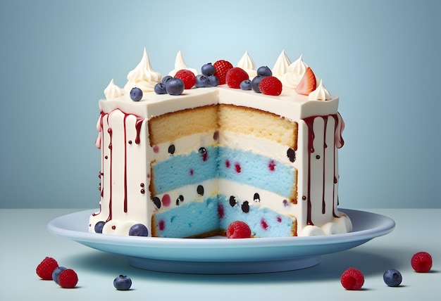Gâteau photo aux cerises pour l'anniversaire célébrant le concept ai génératif