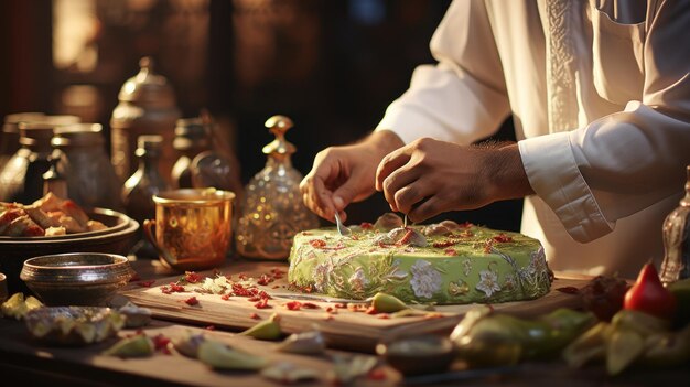 Photo gâteau à la pistache et à la cardamome fond d'écran hd 8k image photographique