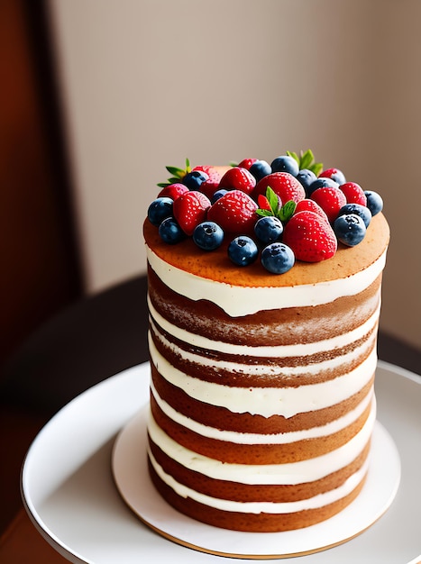 Gâteau réaliste couleurs neutres éclairage chaud highdetail