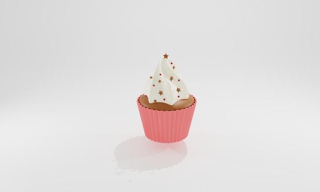 Gâteau de rendu 3d sur fond blanc icône de dessert sucré illustration 3d