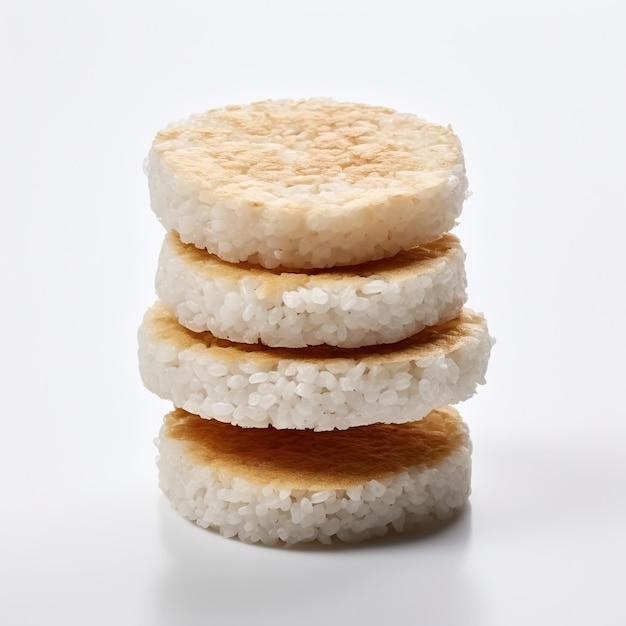 Un gâteau de riz sur fond blanc