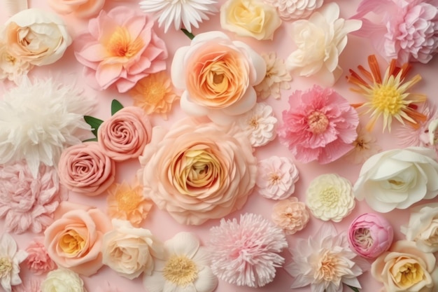 Un gâteau rose avec des fleurs dessus
