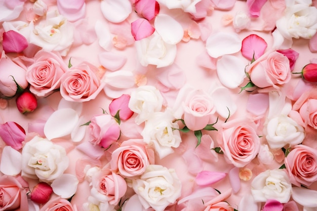 Un gâteau rose avec des fleurs roses et blanches