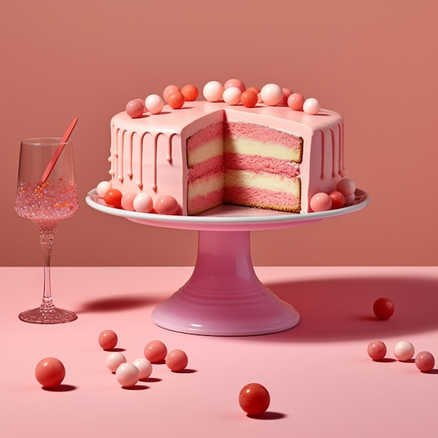 gâteau rose gâteau délicieux de luxe gâteau à la crème gâteau aux tons roses avec des tourbillons de crème au beurre rose foncé