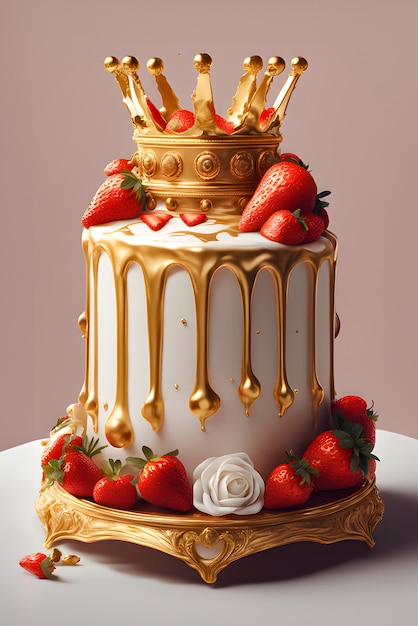 1pc, Roi Des Tissus Couronne, Joyeux Anniversaire Gâteau