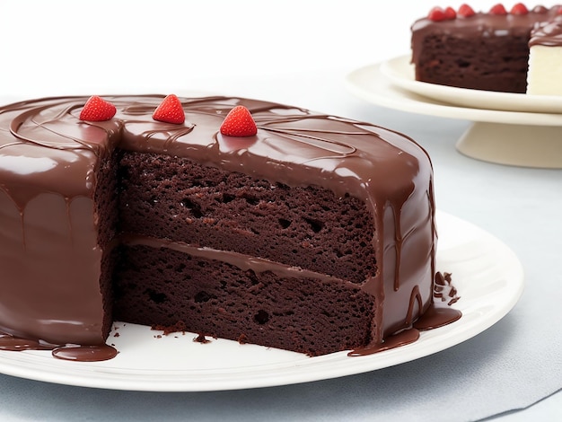 Gâteau sucré au chocolat sur une assiette sur une table en gros plan