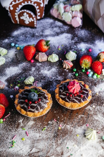 gâteau tartelettes à la mousse et au chocolat