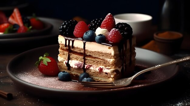 Gâteau tiramisu aux baies fraîches